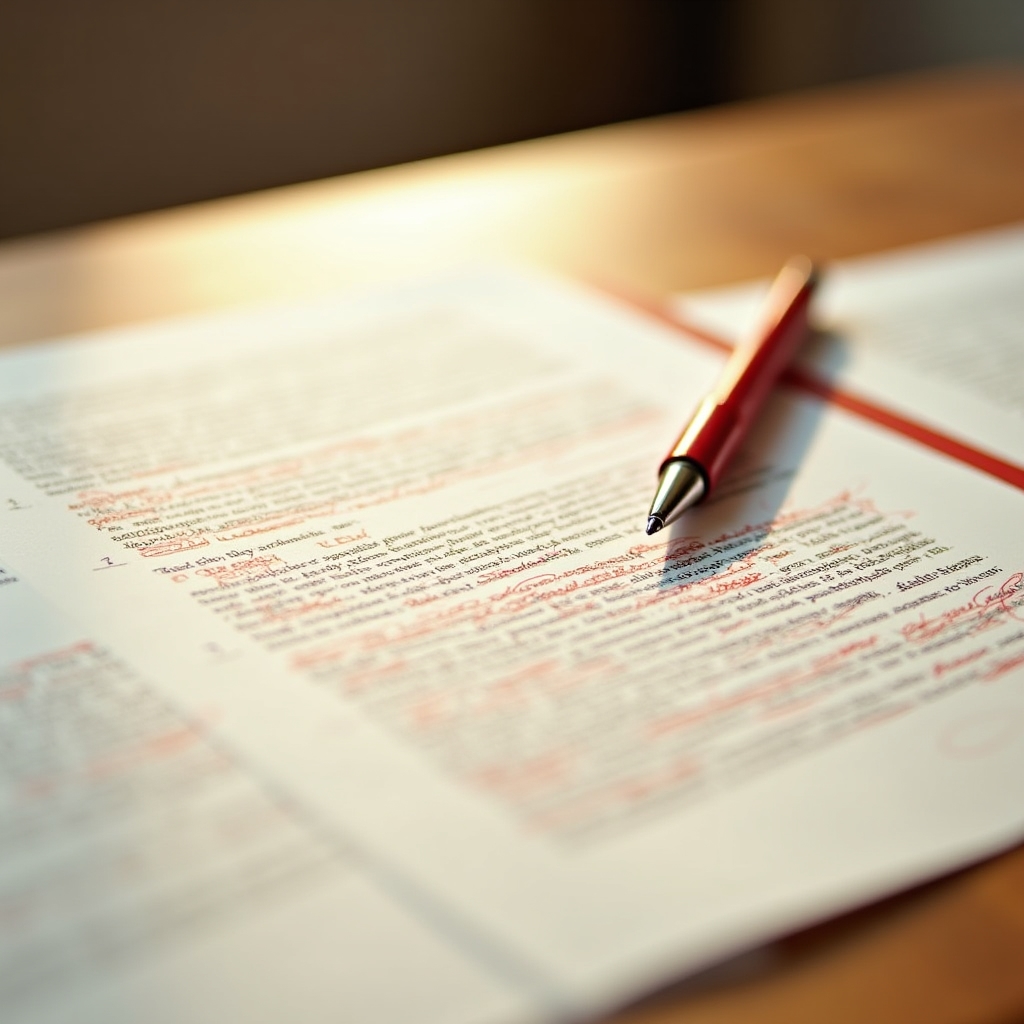 Überarbeitetes Angebotsdokument mit handschriftlichen Anmerkungen und Korrekturen