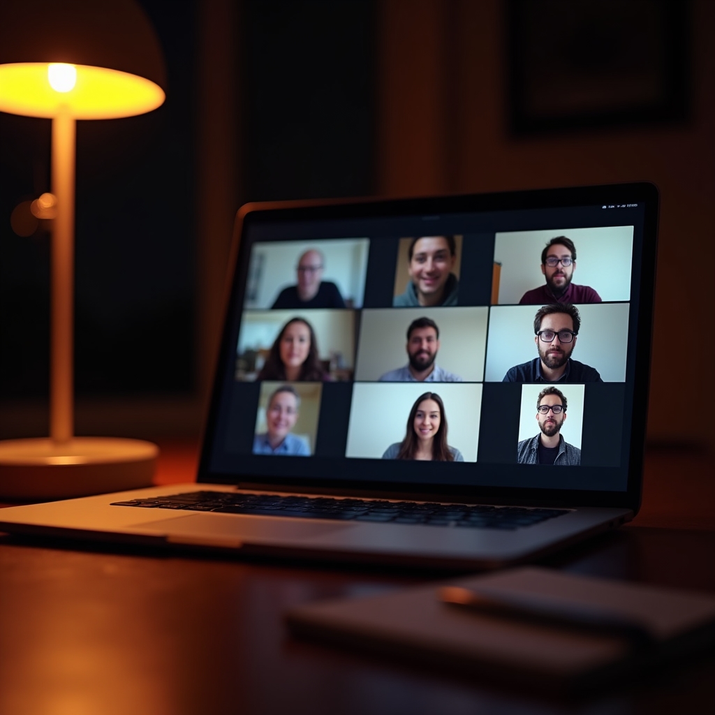 Bildschirm mit Videokonferenz eines Abendworkshops zum Thema Angebote schreiben